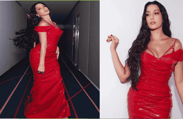 Nora Fatehi | Red Saree Gown | Payal Song | Bollywood Diva