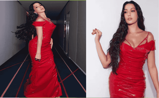 Nora Fatehi | Red Saree Gown | Payal Song | Bollywood Diva